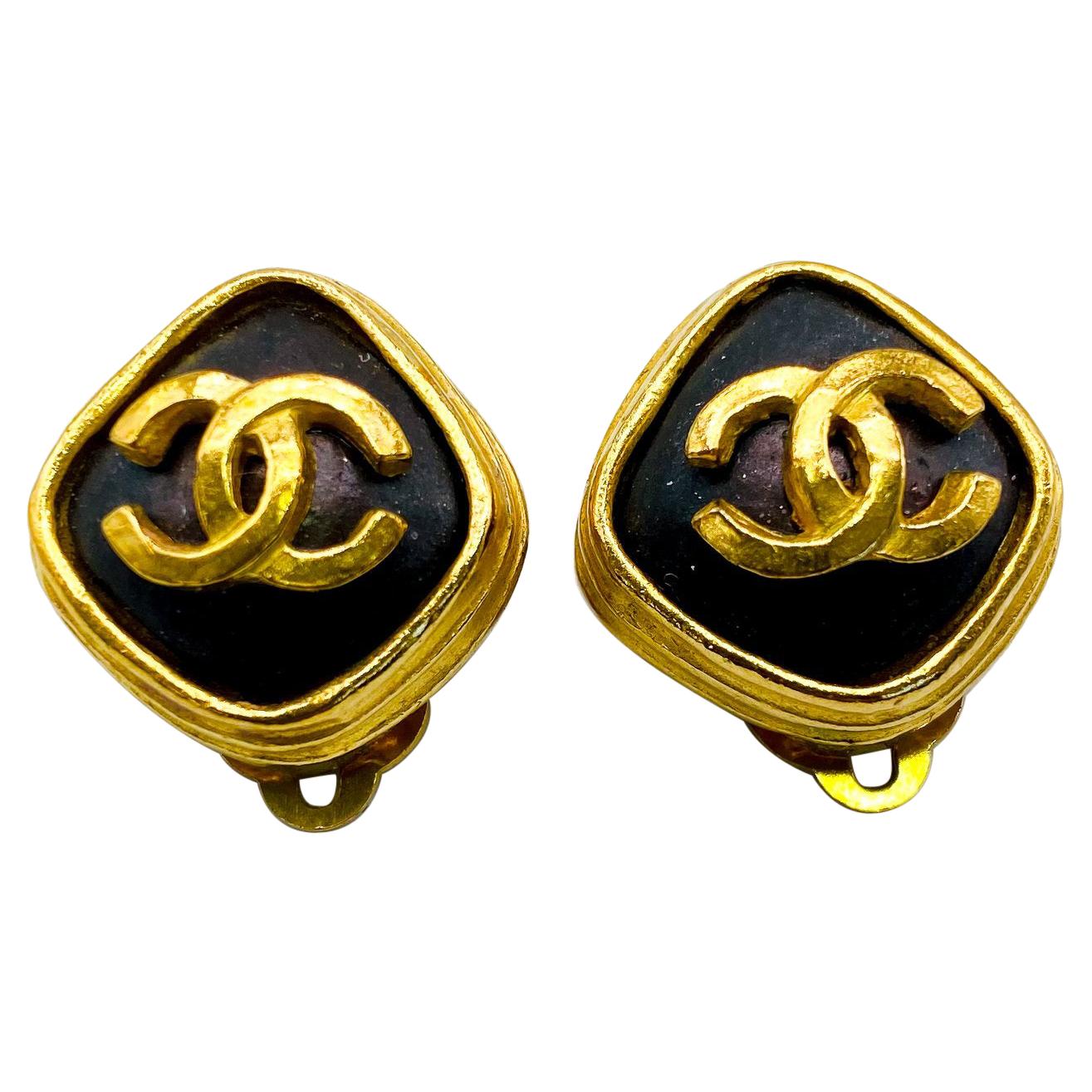 Chanel Diamond Shaped Earrings Vintage, 1990s