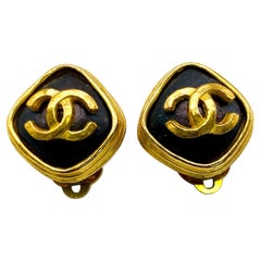 Chanel Diamond Shaped Earrings Vintage, 1990s Chanel Diamond Shaped Earrings Vintage, 1990s