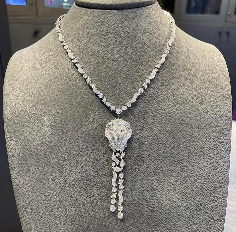 Chanel Diamond Sous le Signe du Lion Necklace & Cuff Bracelet Set 12