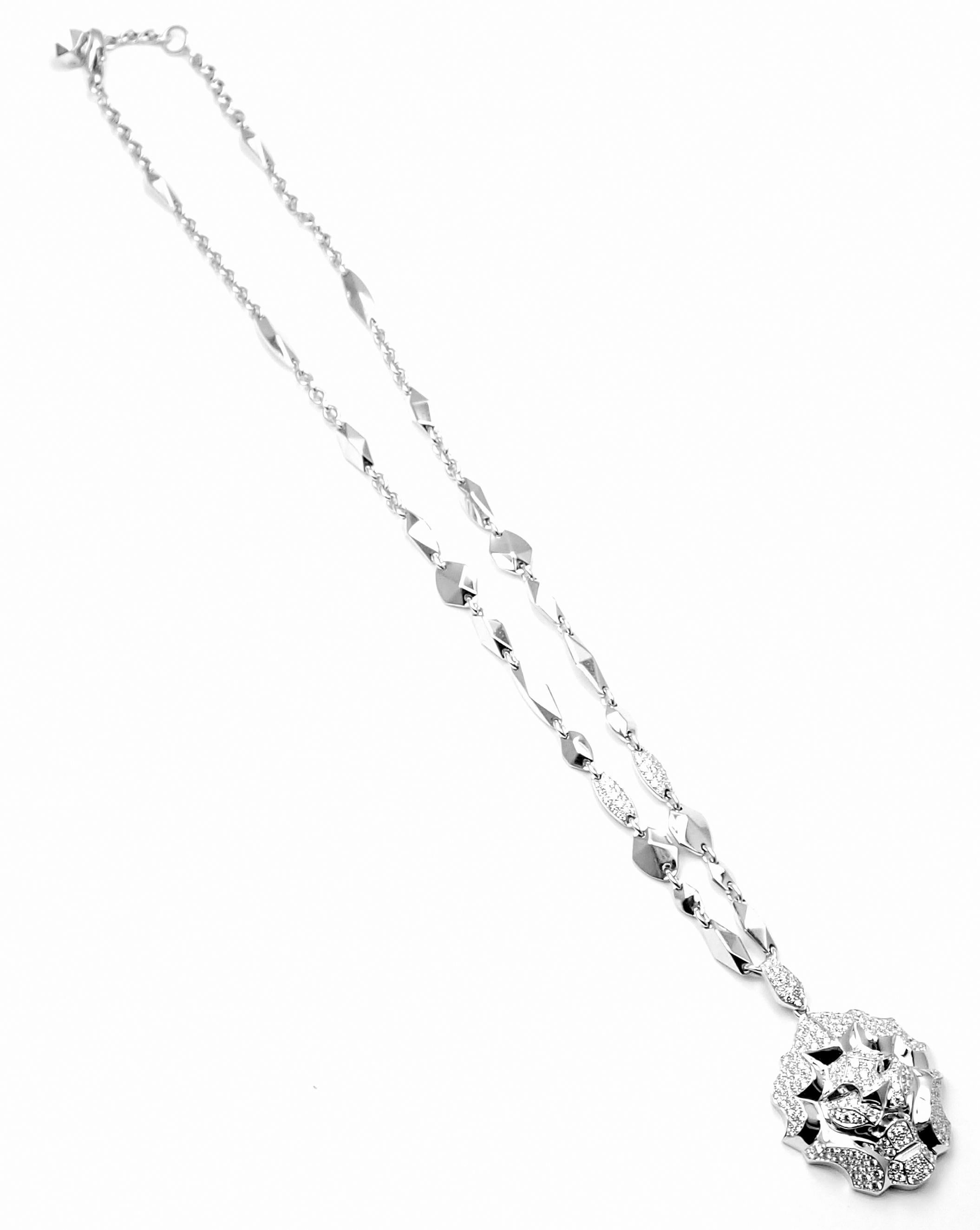 Chanel Diamond Sous Le Signe du Lion White Gold Pendant Necklace 3