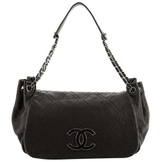 Chanel Diamond Stitch Accordion Flap Bag Quilted Calfskin Large at 1stDibs