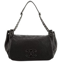 Chanel Diamond Stitch Accordion Flap Bag Quilted Calfskin Large