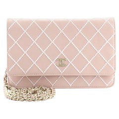 Chanel Diamond Stitch Geldbörse auf Kette Kalbsleder