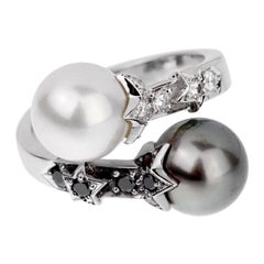 Chanel Diamant Weiß Schwarz Perle Bypass Ring