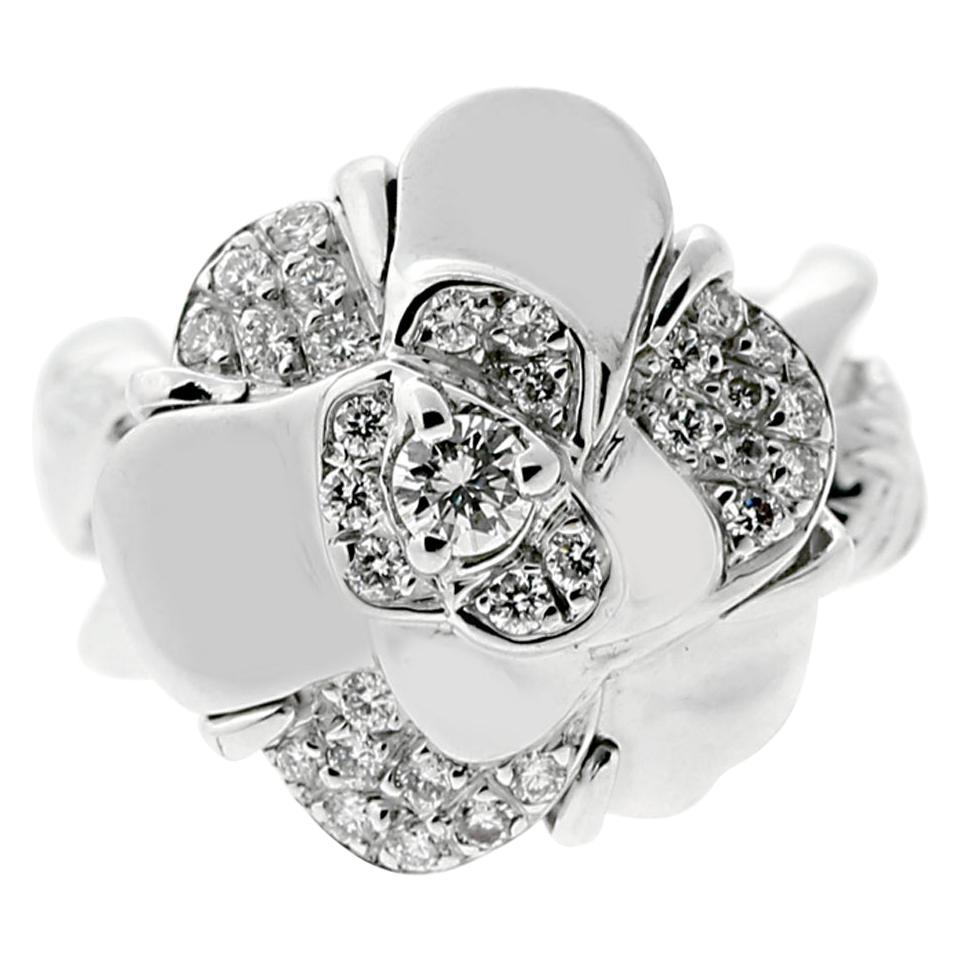 Chanel Diamond White Gold Camelia Ring