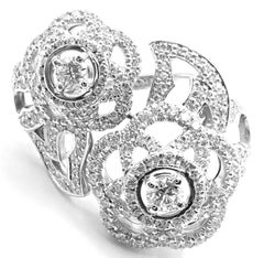 Chanel Diamond White Gold Two-Flower Camellia Ring