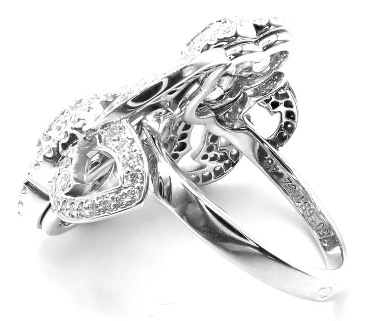 Chanel Diamond White Gold Two-Flower Camellia Ring For Sale