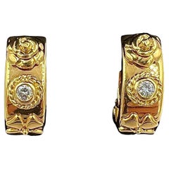 Chanel Diamond Yellow Gold Hoop Earrings