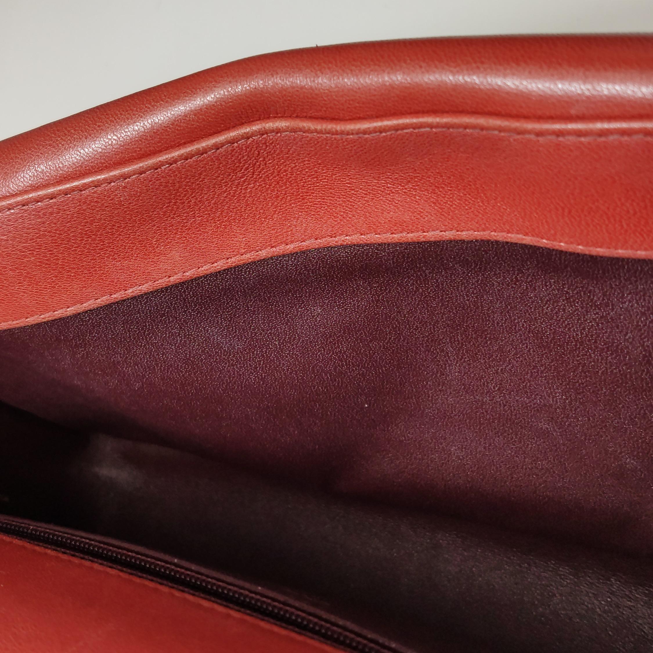 Chanel - Diana CC - Grand sac à rabat en cuir d'agneau rouge 2014-2015 en vente 5