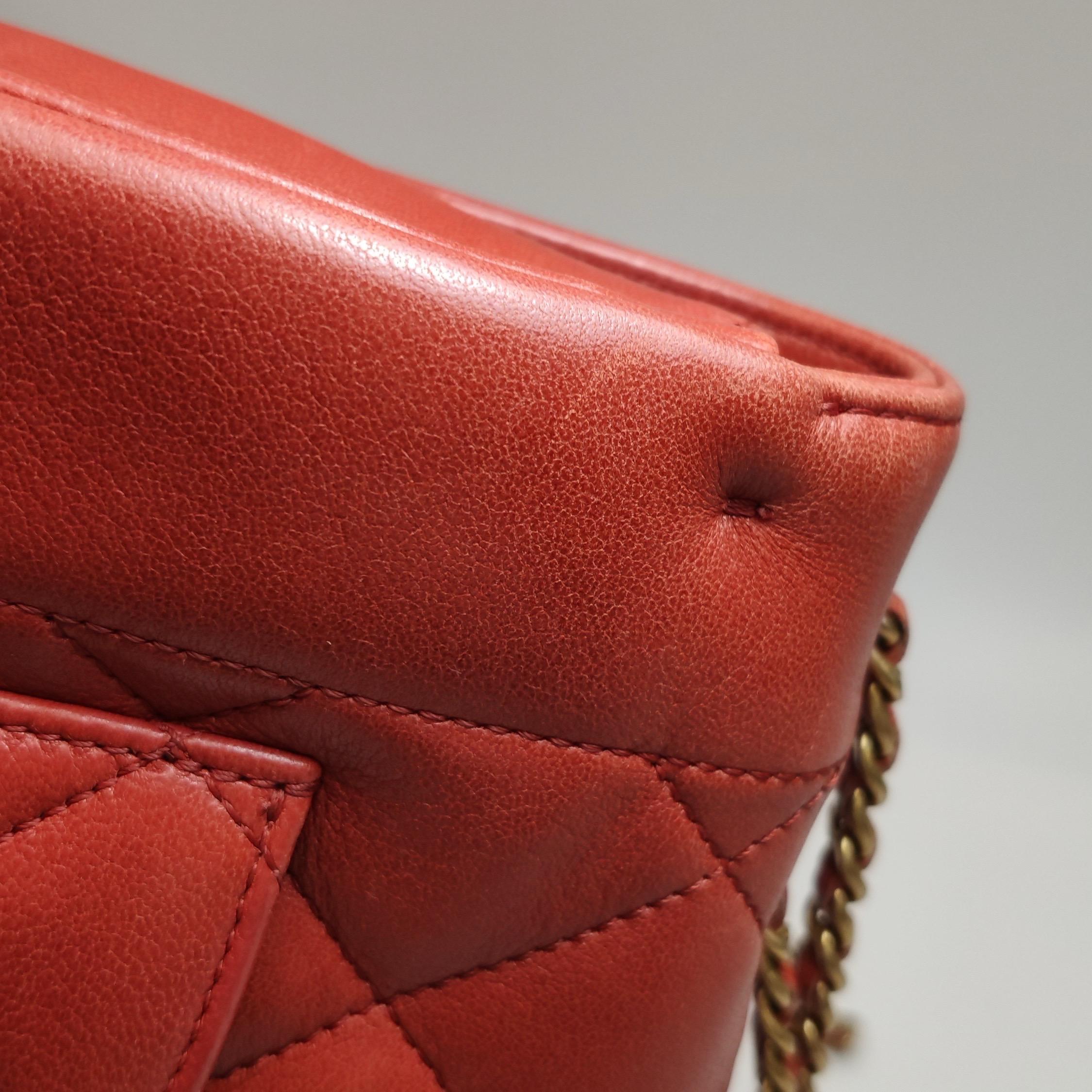 Chanel - Diana CC - Grand sac à rabat en cuir d'agneau rouge 2014-2015 en vente 8