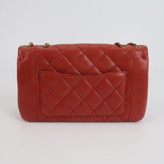 Chanel Diana CC Flap Bag Large Red Lambskin Leather 2014-2015