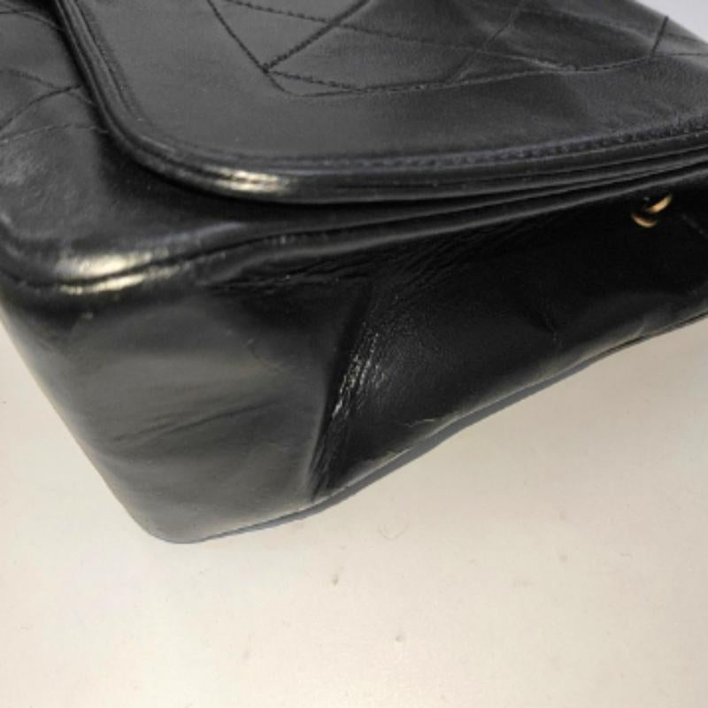 Chanel Diana CC Flap Bag Medium Vintage Black Lambskin Leather with 24k Gold HW 8