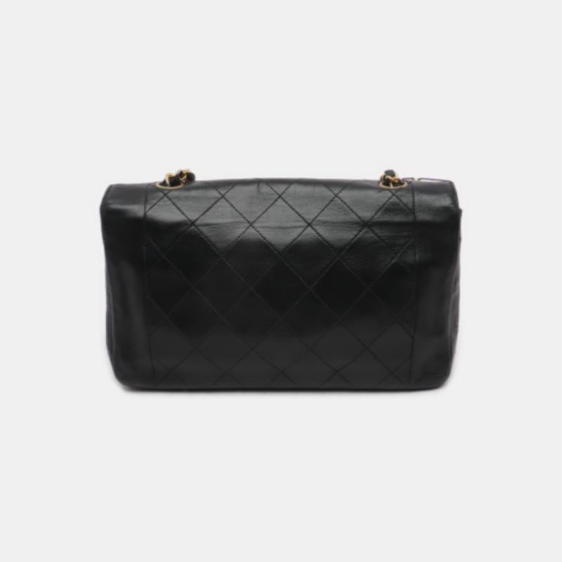 Women's Chanel Diana CC Flap Bag Medium Vintage Black Lambskin Leather with 24k Gold HW