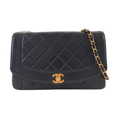 Chanel Diana CC Flap Bag Medium Vintage Black Lambskin Leather with 24k Gold HW