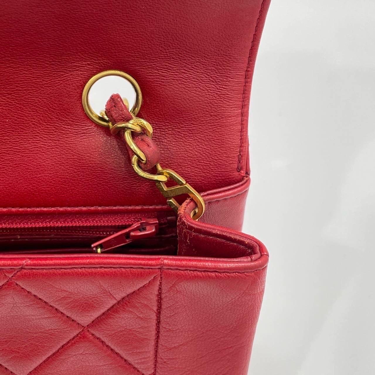 Chanel Diana CC Flap Bag Small Vintage Red Lambskin Leather with 24k Gold HW, 19 8