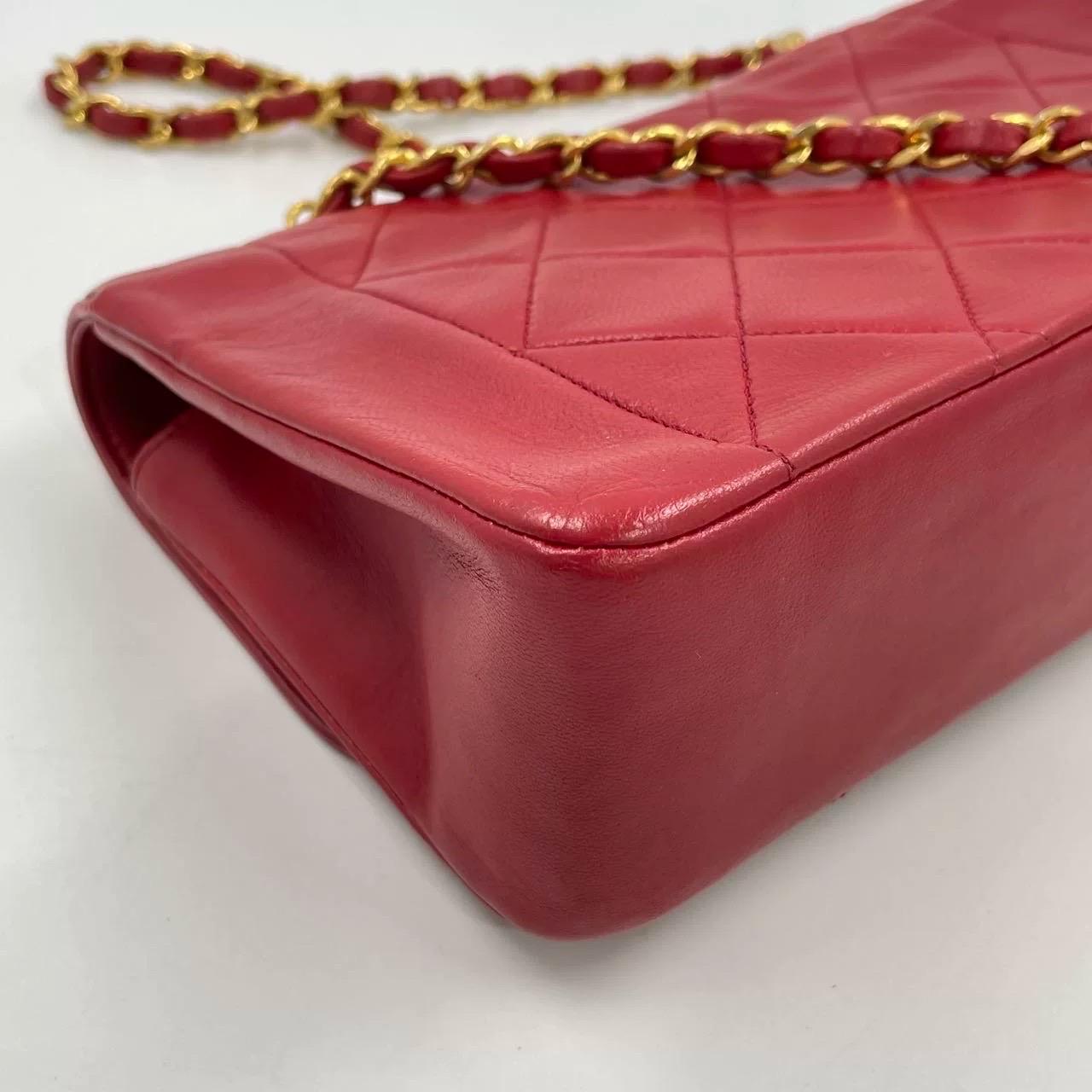 Chanel Diana CC Flap Bag Small Vintage Red Lambskin Leather with 24k Gold HW, 19 15