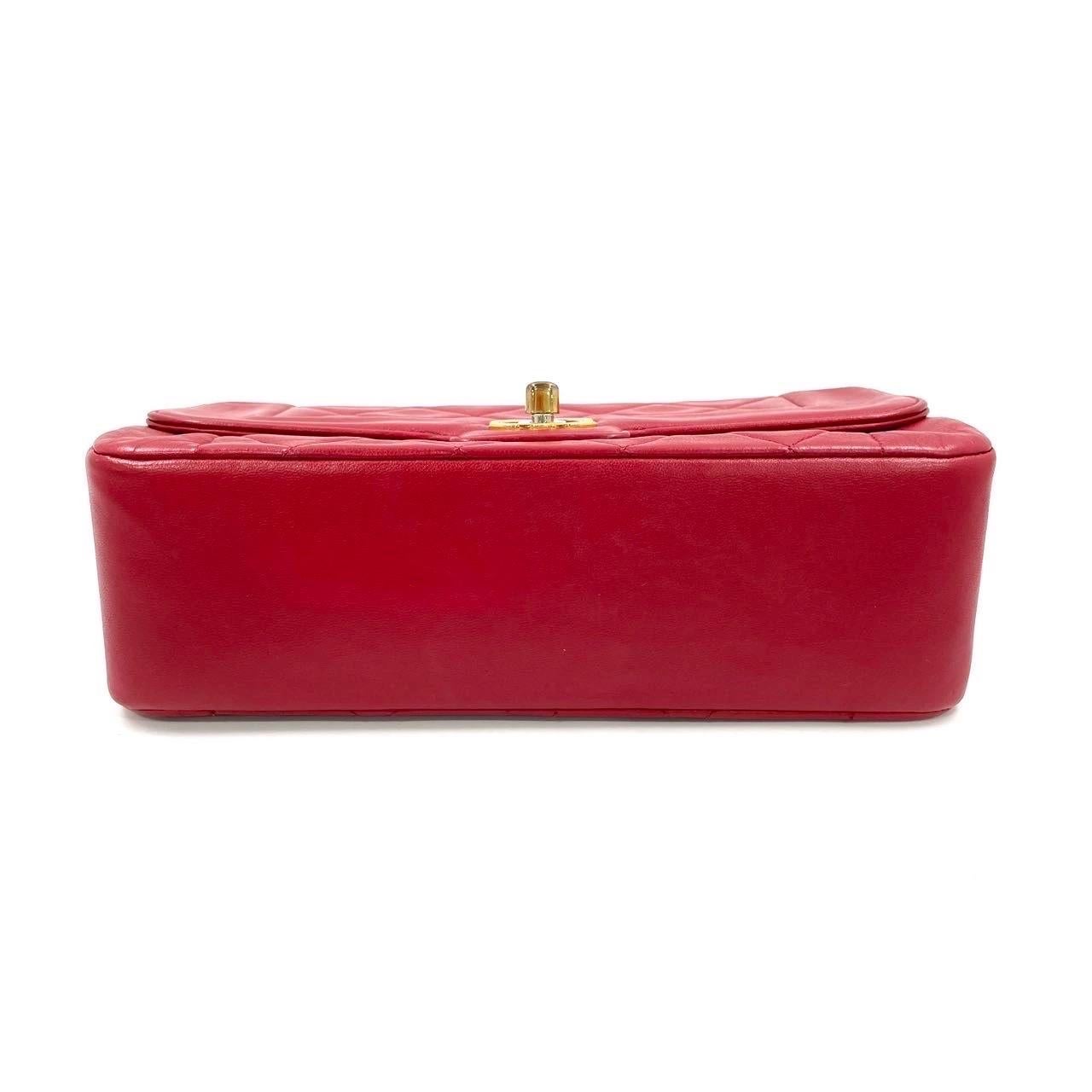 Chanel Diana CC Flap Bag Small Vintage Red Lambskin Leather with 24k Gold HW, 19 2