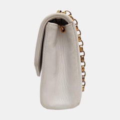 Chanel Diana CC Flap Bag Small Vintage White Lambskin Leather with 24k Gold HW