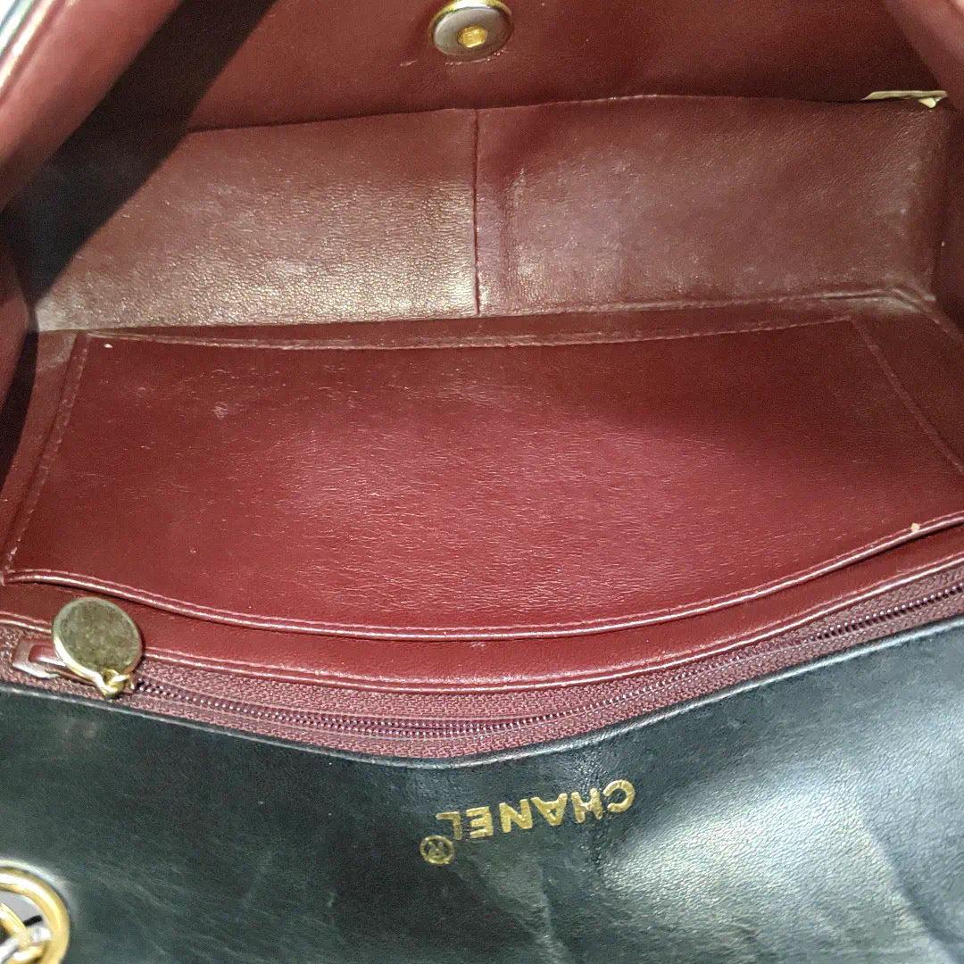 Women's Chanel Diana CC Flap Bag Vintage Black Lambskin Leather with 24k Gold Hardware