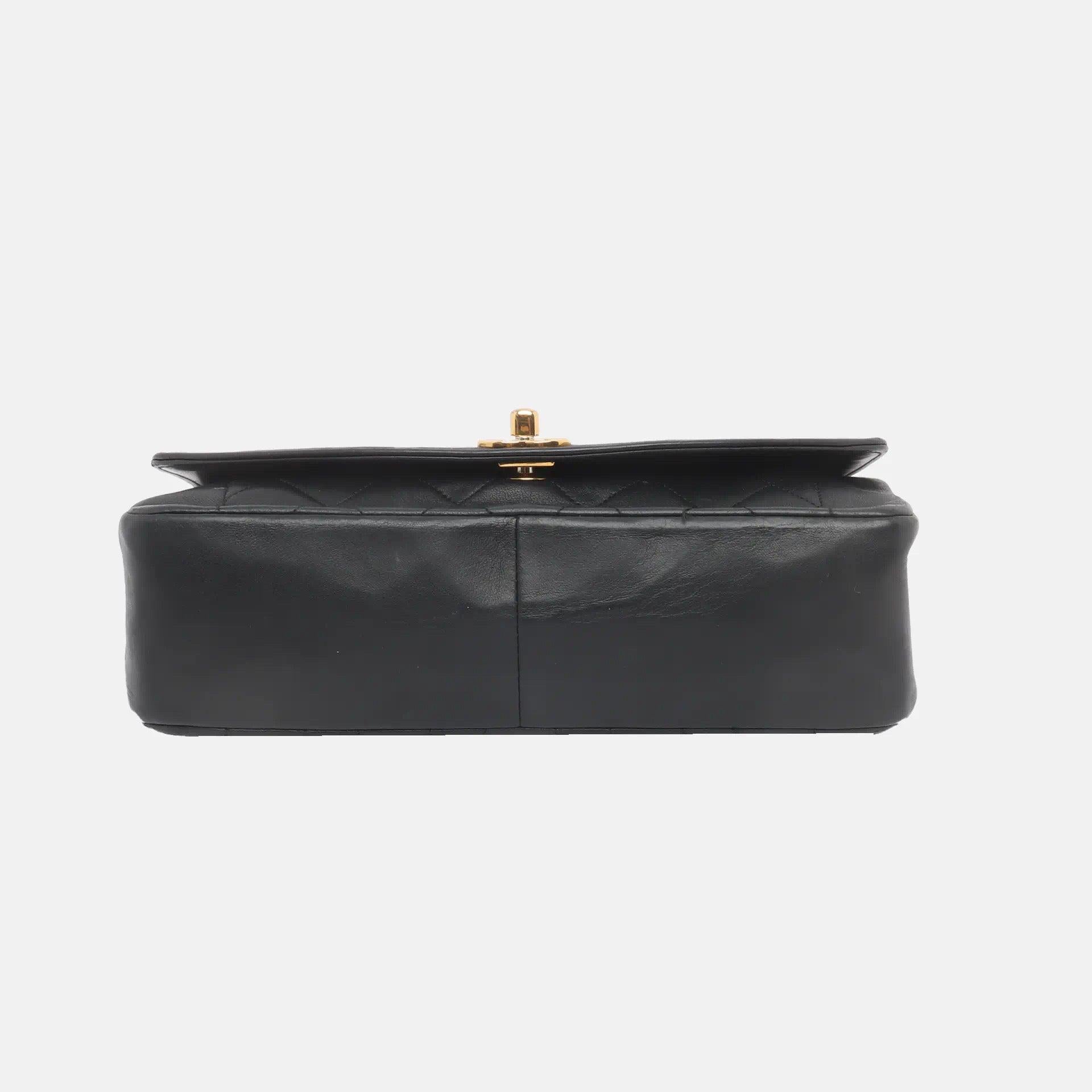 Chanel Diana CC Flap Bag Vintage Black Lambskin Leather with 24k Gold Hardware 1
