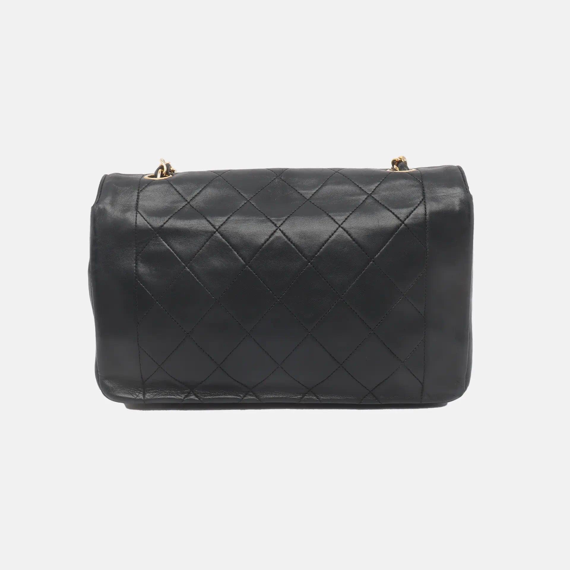 Chanel Diana CC Flap Bag Vintage Black Lambskin Leather with 24k Gold Hardware 2