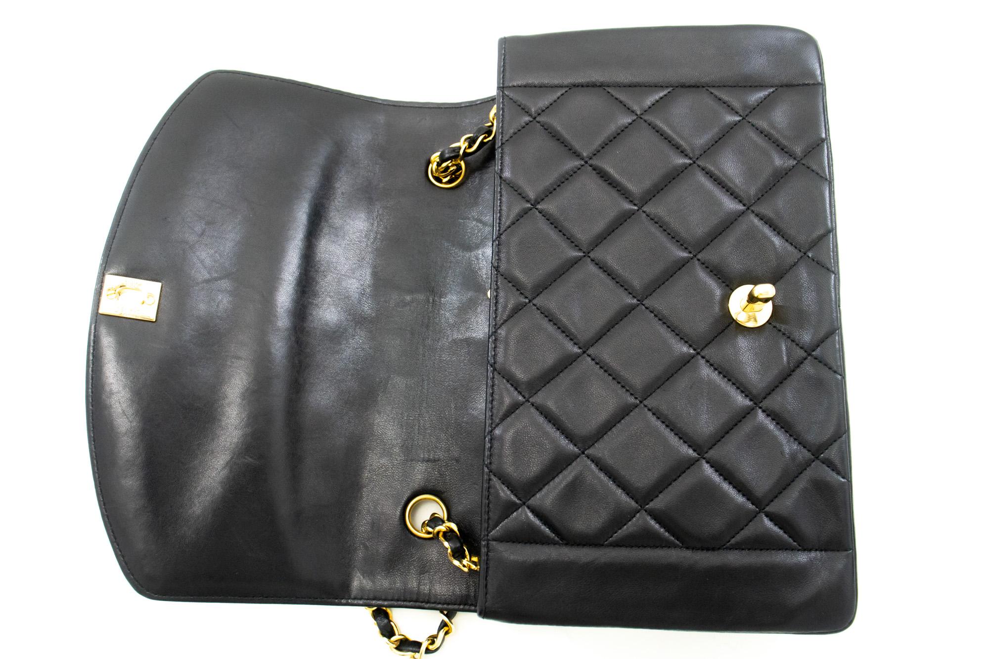 CHANEL Diana Chain Flap Shoulder Bag Black Quilted Purse Lambskin 6