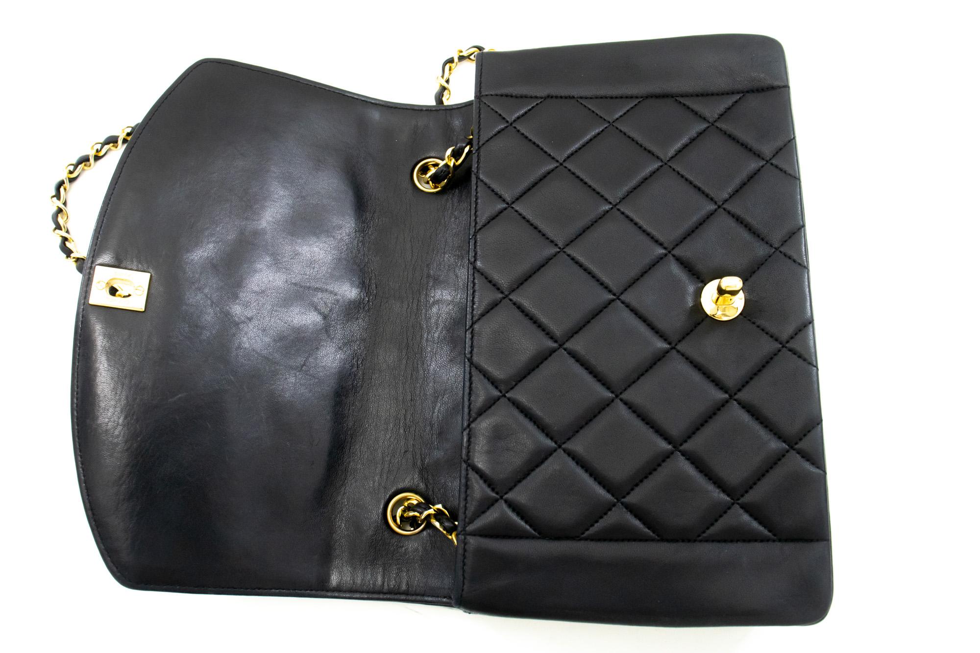 CHANEL Diana Chain Flap Shoulder Bag Black Quilted Purse Lambskin For Sale 6