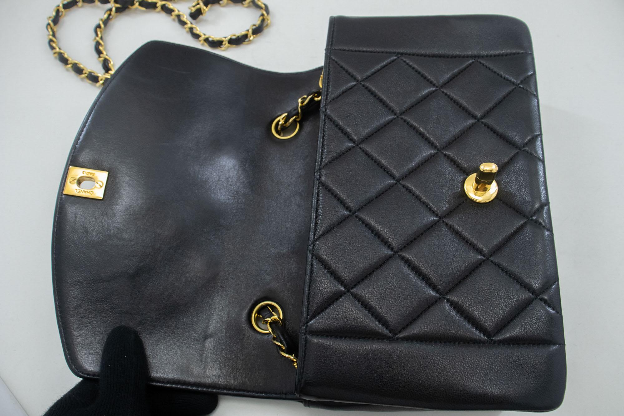 CHANEL Diana Chain Flap Shoulder Bag Black Quilted Purse Lambskin For Sale 6