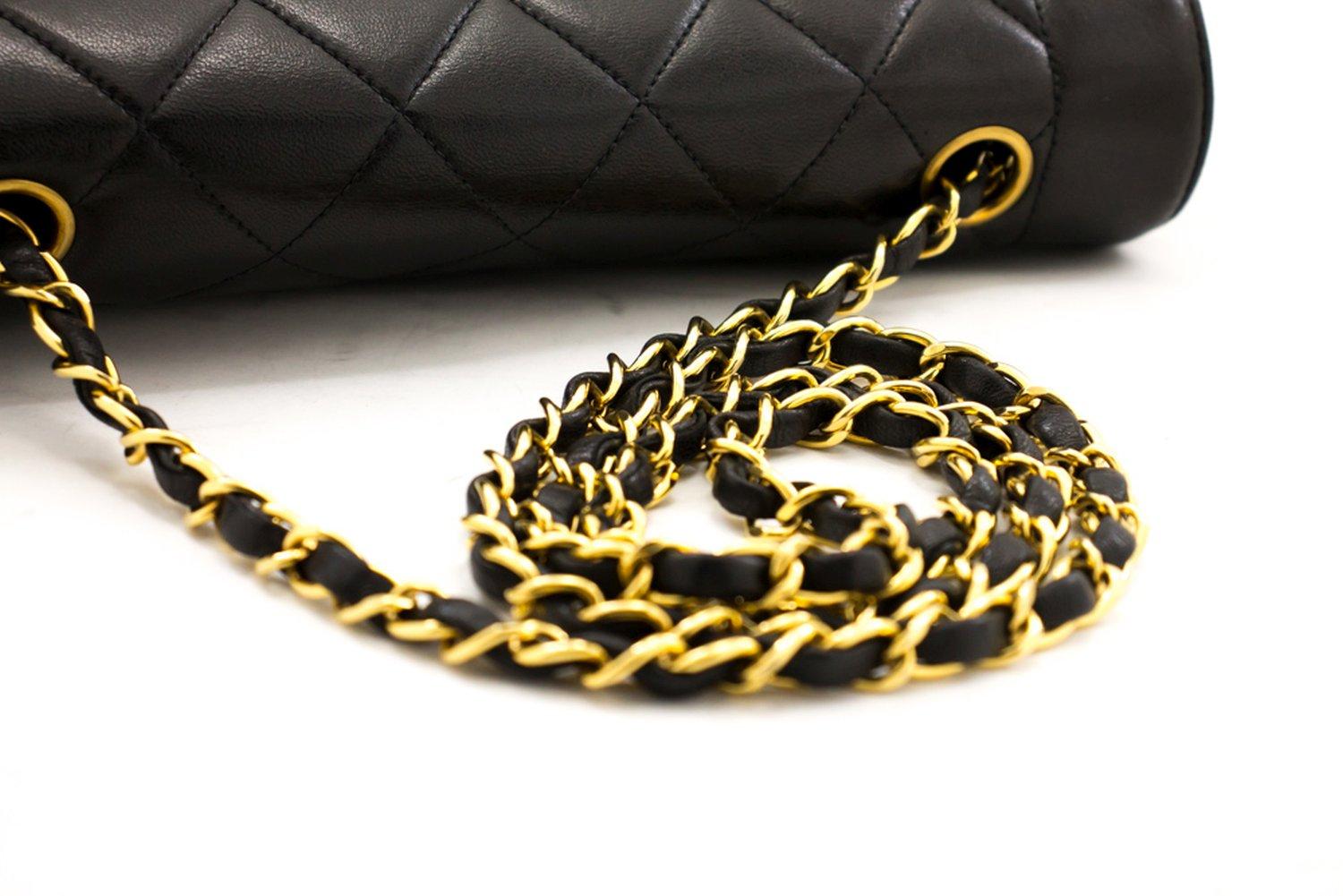CHANEL Diana Chain Flap Shoulder Bag Black Quilted Purse Lambskin 8
