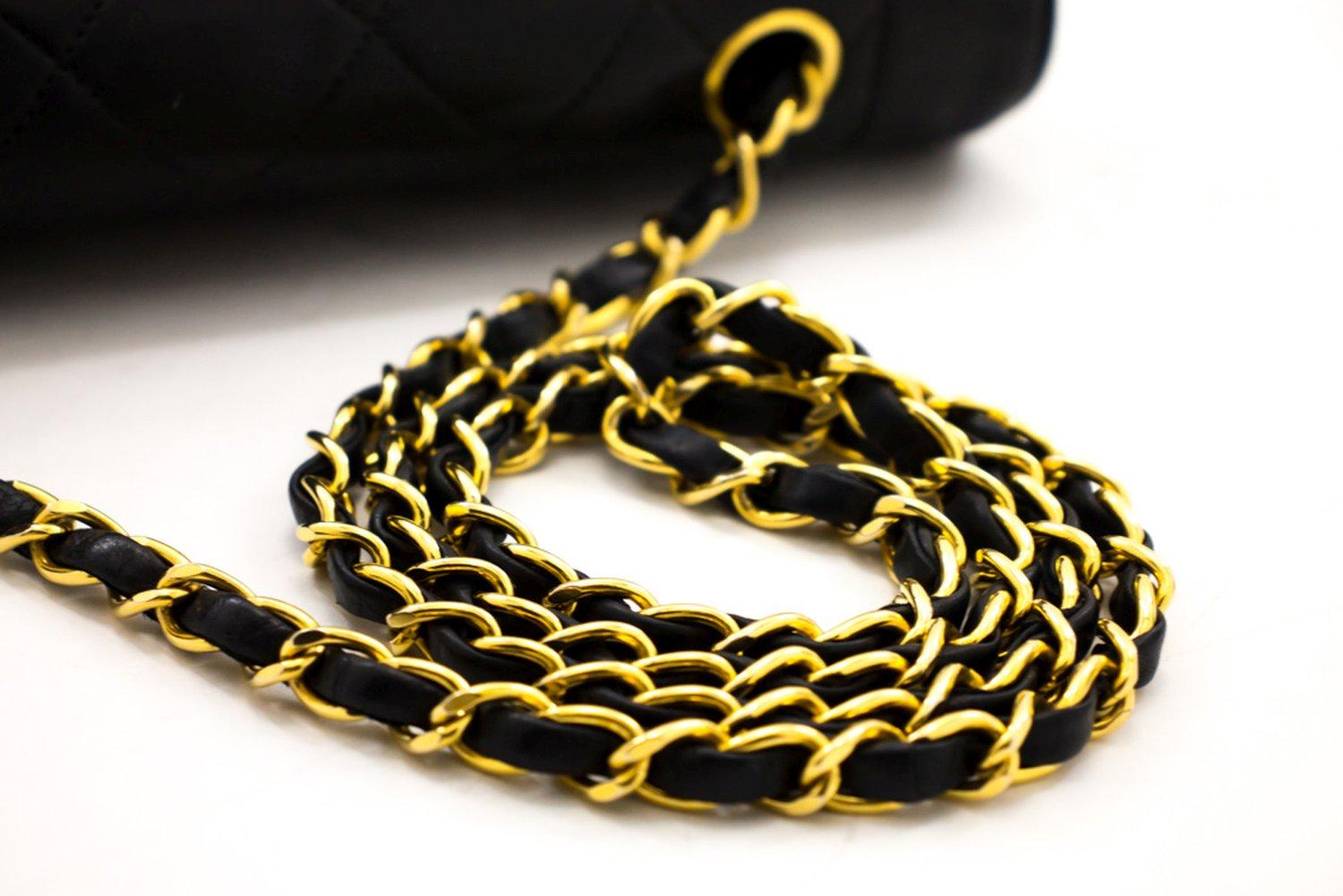 CHANEL Diana Chain Flap Shoulder Bag Black Quilted Purse Lambskin For