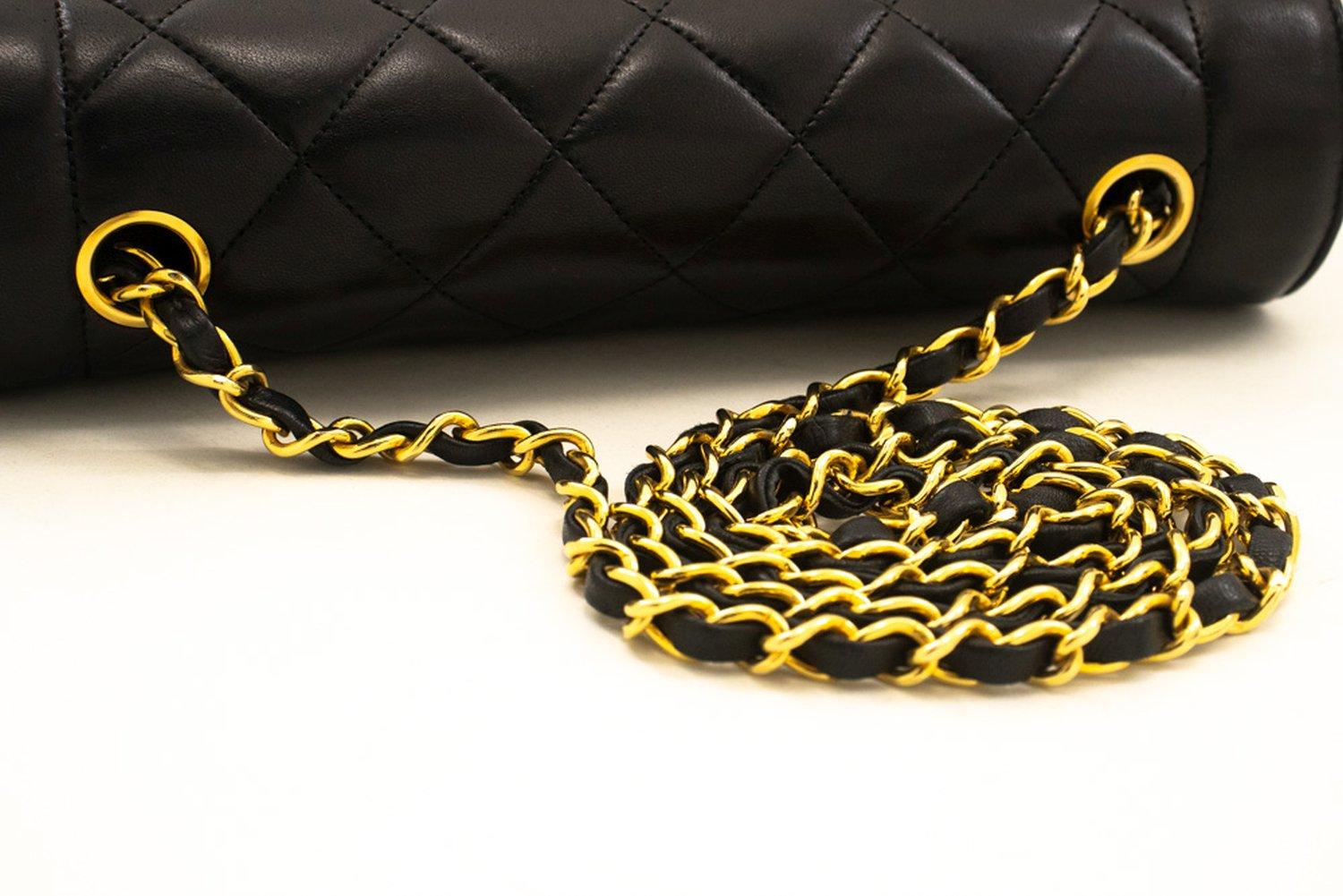 CHANEL Diana Chain Flap Shoulder Bag Black Quilted Purse Lambskin 9