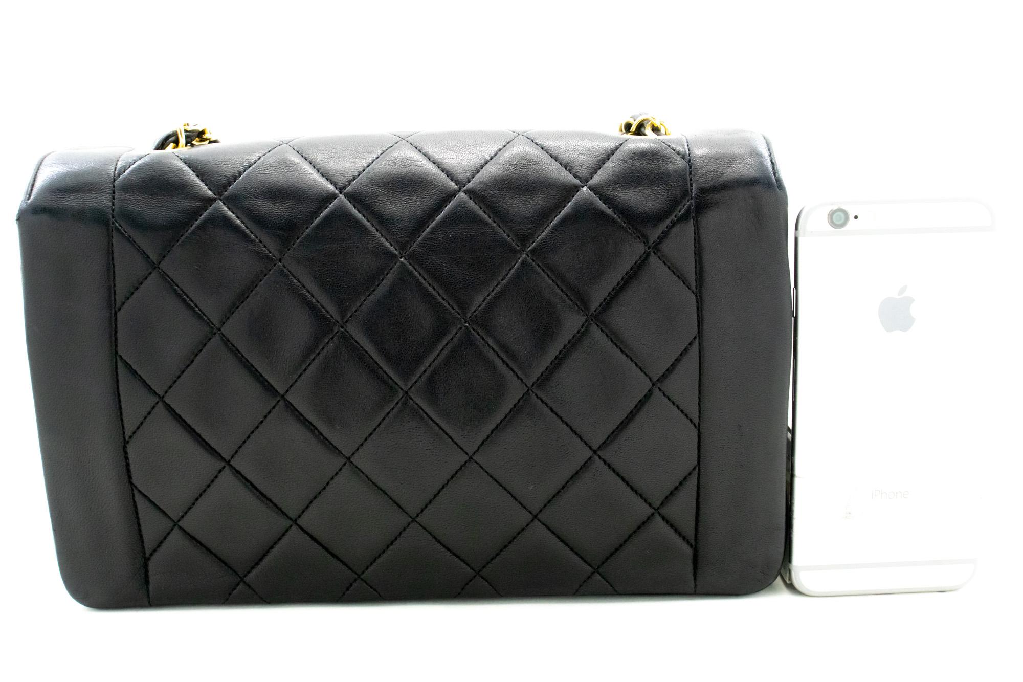 CHANEL Diana Chain Flap Shoulder Bag Black Quilted Purse Lambskin In Good Condition For Sale In Takamatsu-shi, JP