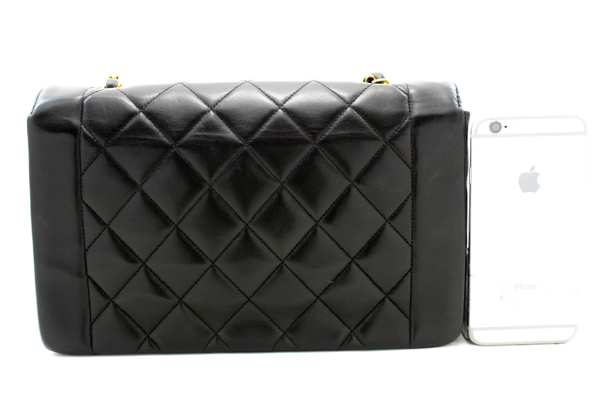 CHANEL Diana Chain Flap Shoulder Bag Black Quilted Purse Lambskin In Good Condition In Takamatsu-shi, JP