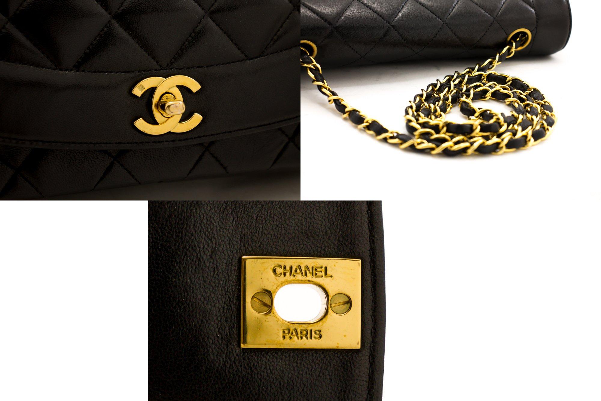 CHANEL Diana Chain Flap Shoulder Bag Black Quilted Purse Lambskin 2