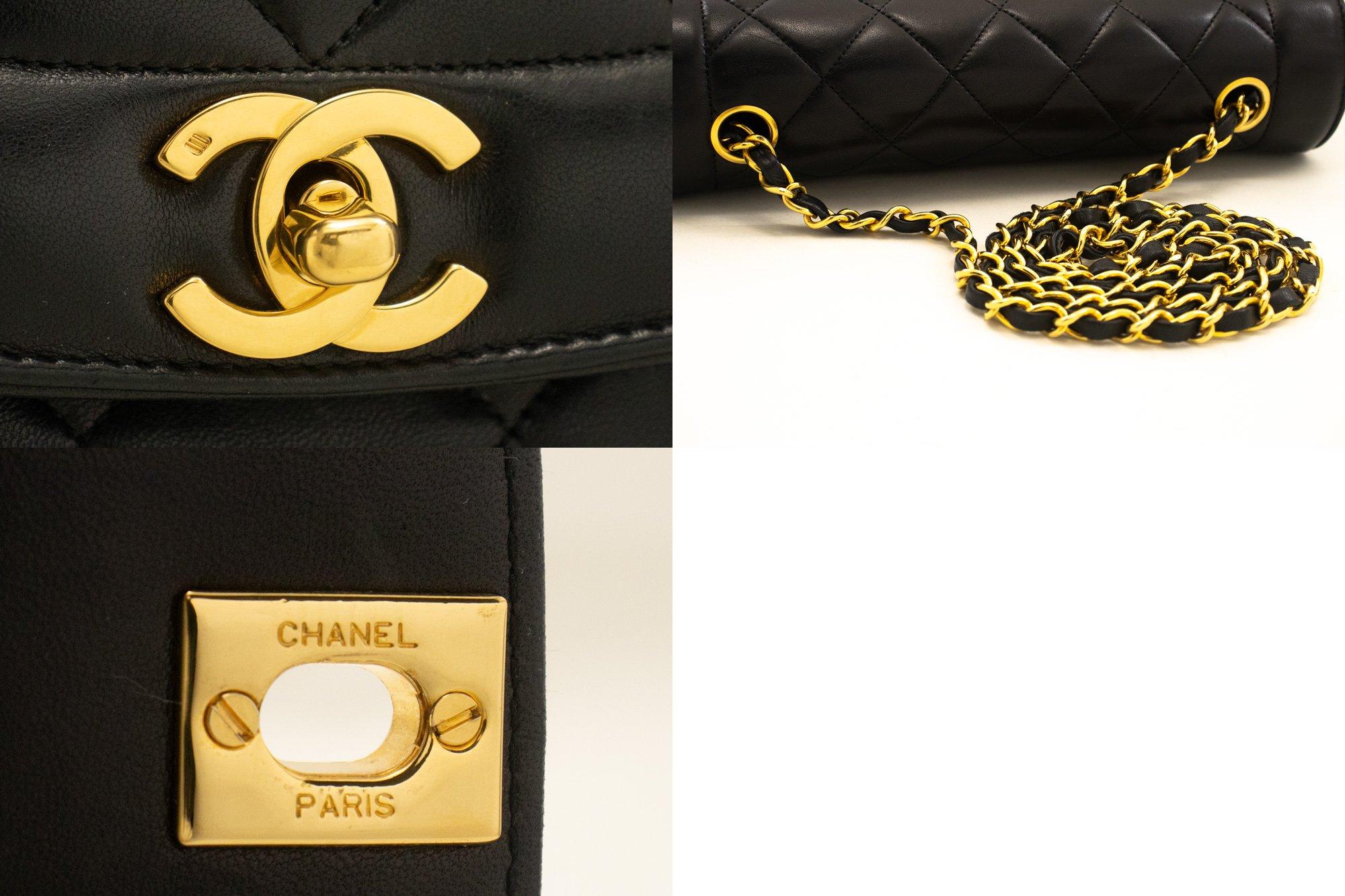 CHANEL Diana Chain Flap Shoulder Bag Black Quilted Purse Lambskin 3