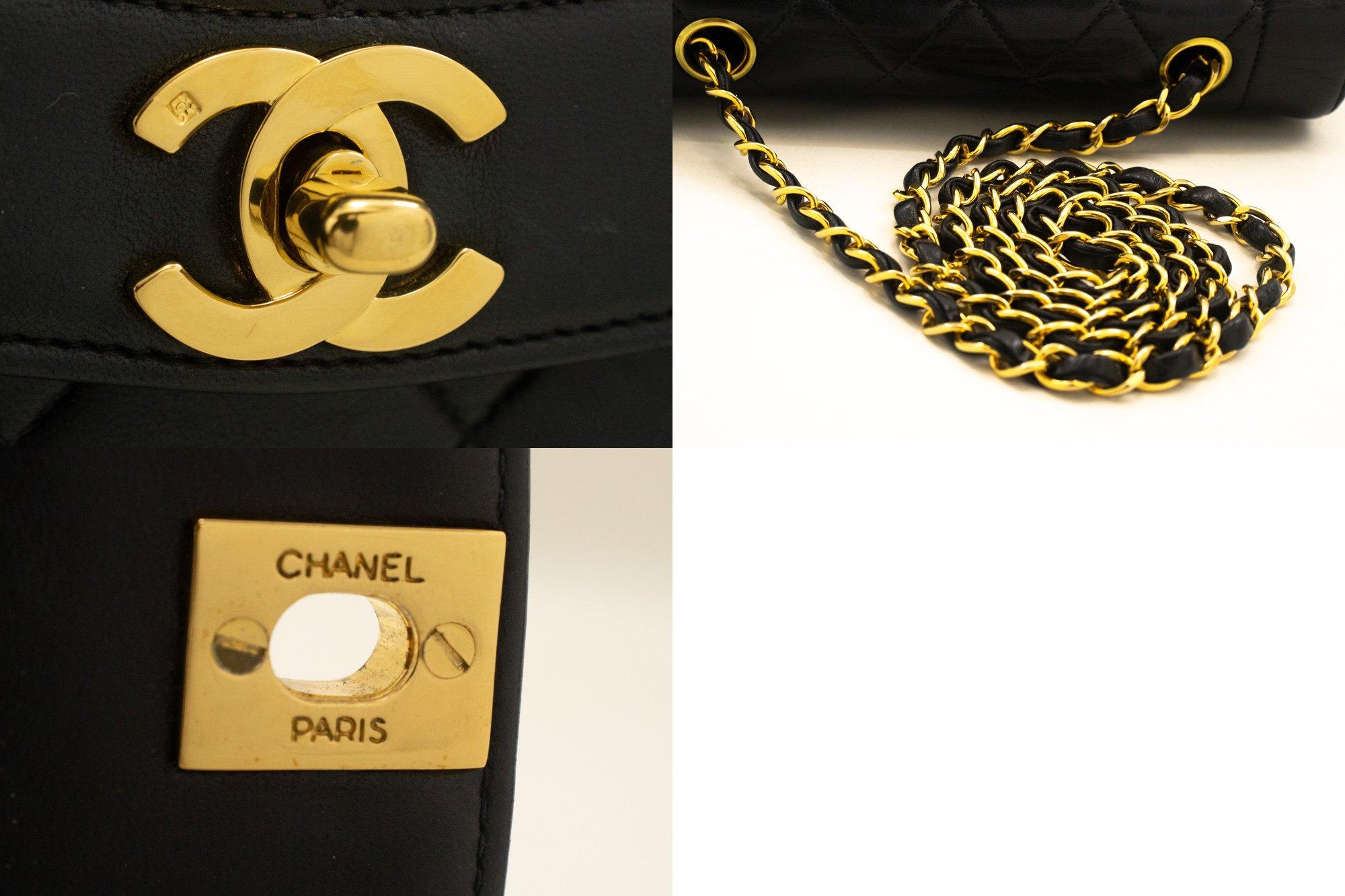 CHANEL Diana Borsa a tracolla con patta a catena in pelle d'agnello trapuntata nera in vendita 2