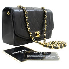 CHANEL Diana Chain Flap Shoulder Bag Black Quilted Purse Lambskin