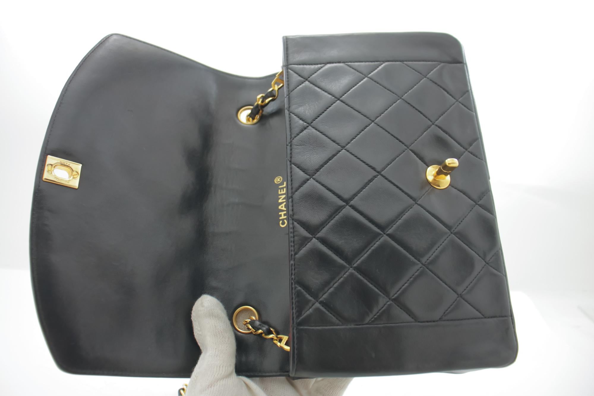 CHANEL Diana Chain Flap Shoulder Crossbody Bag Black Quilted Lamb 3