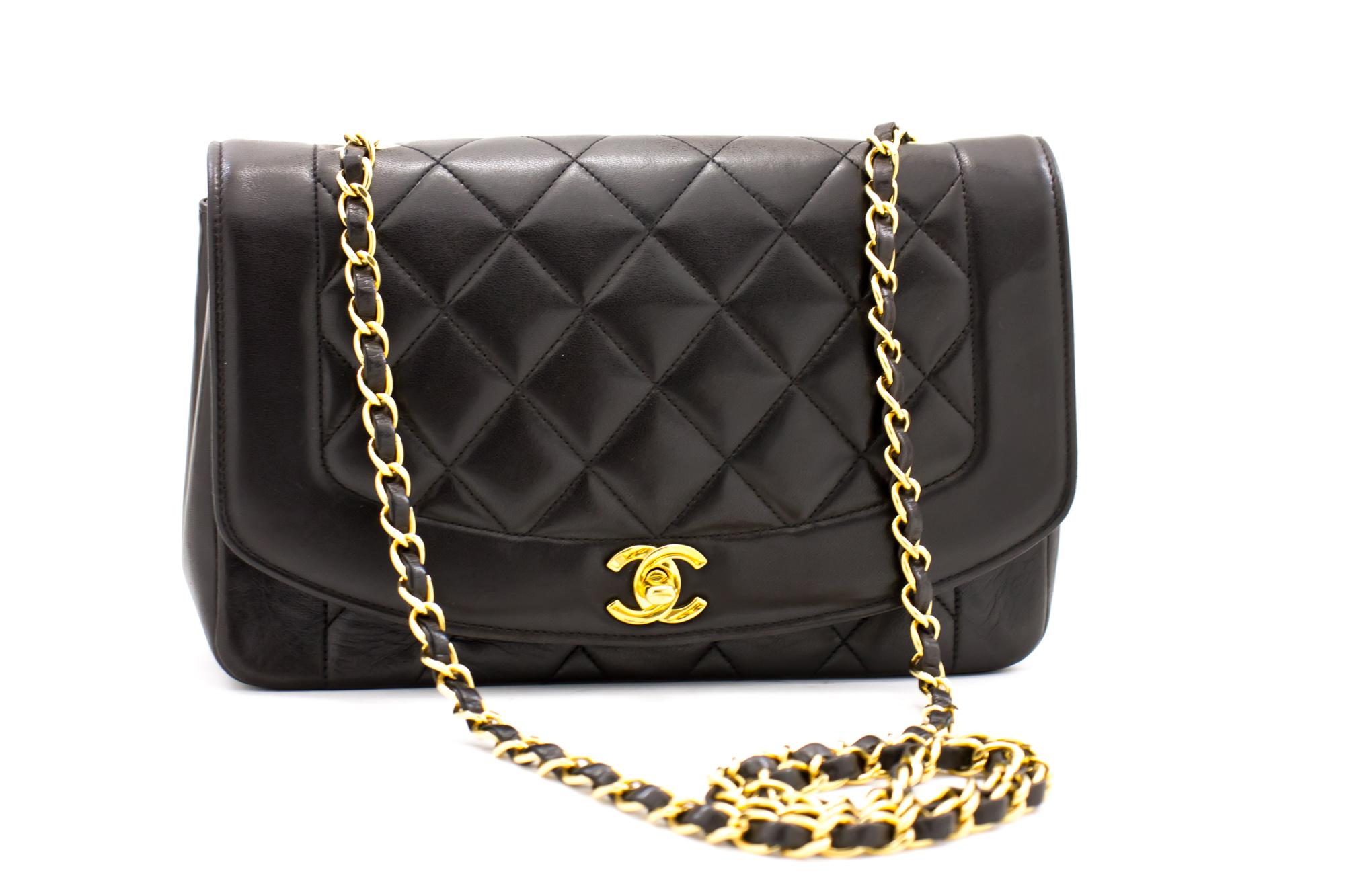 An authentic CHANEL Diana Flap Chain Shoulder Bag Crossbody Black Quilted Lamb. The color is Black. The outside material is Leather. The pattern is Solid. This item is Vintage / Classic. The year of manufacture would be 1994-1996.
Conditions &