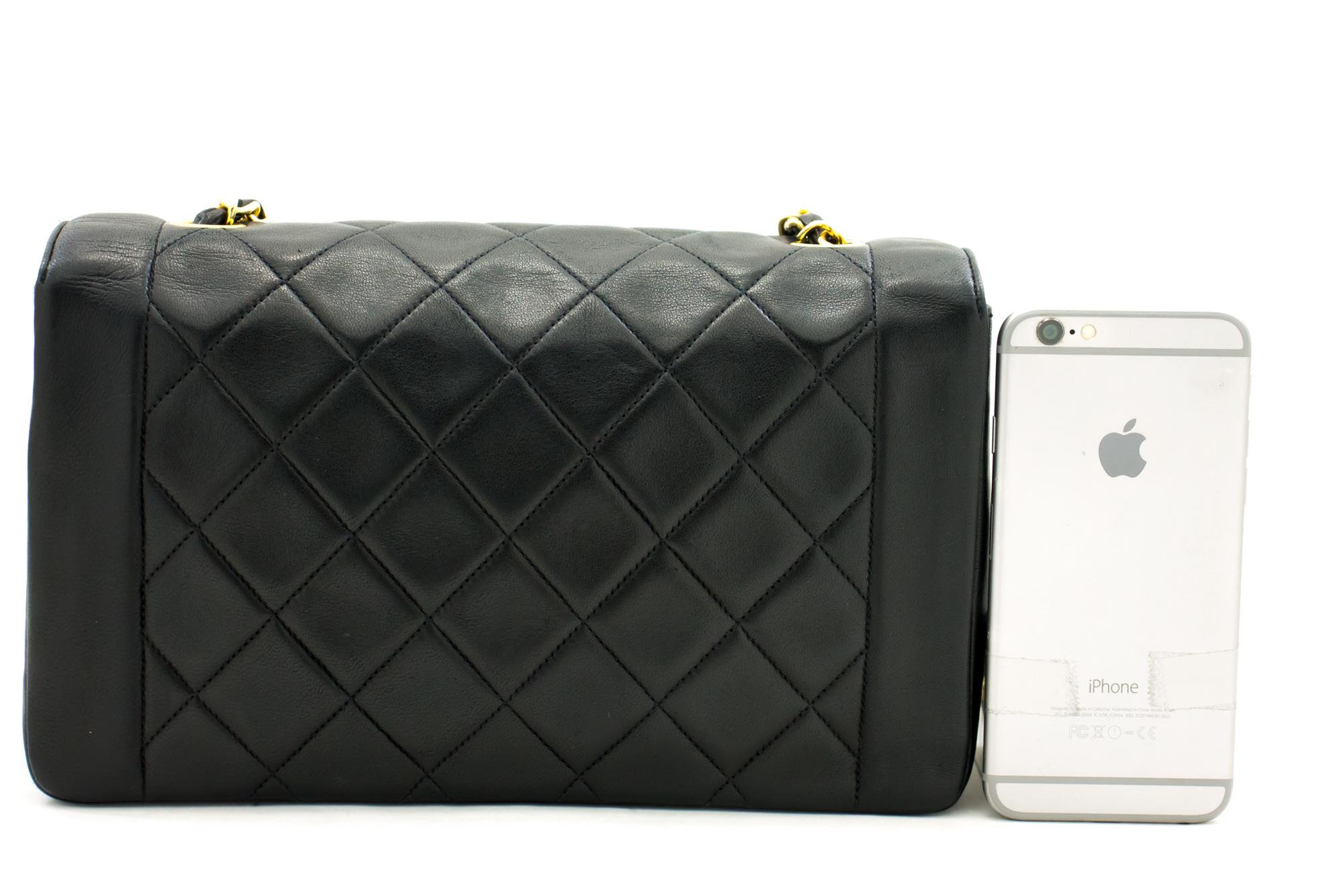 CHANEL Diana Chain Flap Shoulder Crossbody Bag Black Quilted Lamb In Good Condition In Takamatsu-shi, JP