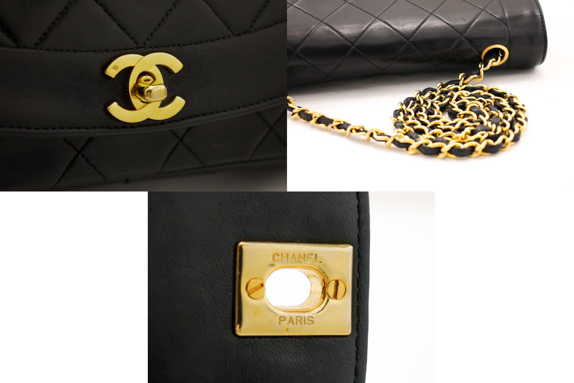 Women's CHANEL Diana Chain Flap Shoulder Crossbody Bag Black Quilted Lamb