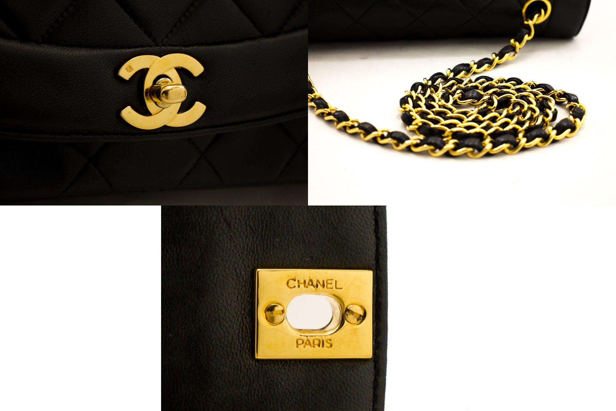 CHANEL Diana Chain Flap Shoulder Crossbody Bag Black Quilted Lamb 3