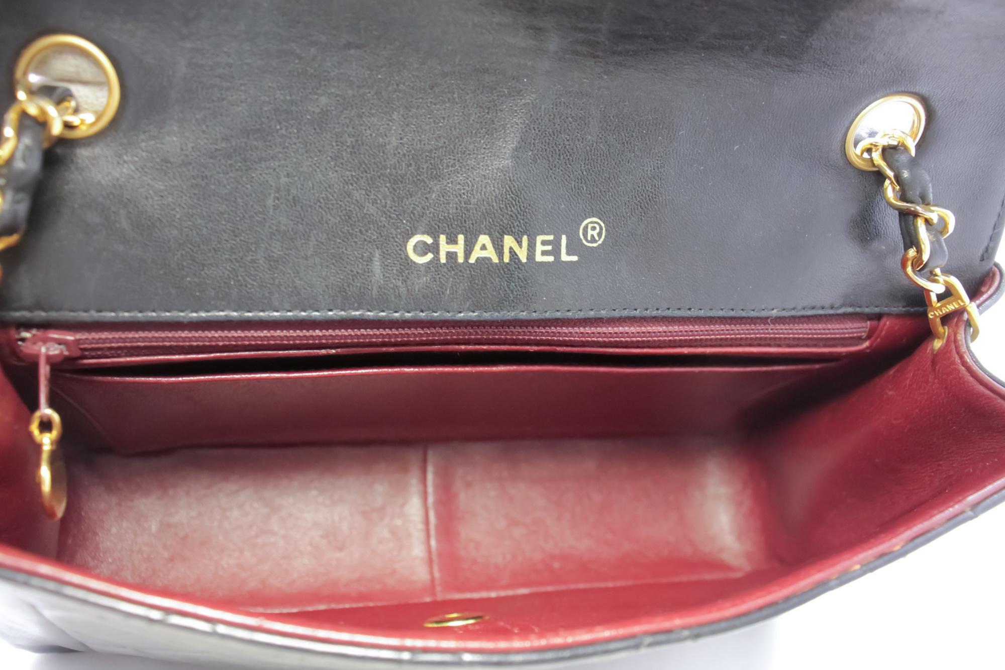 CHANEL Diana Chain Flap Shoulder Crossbody Bag Black Quilted Lamb 2
