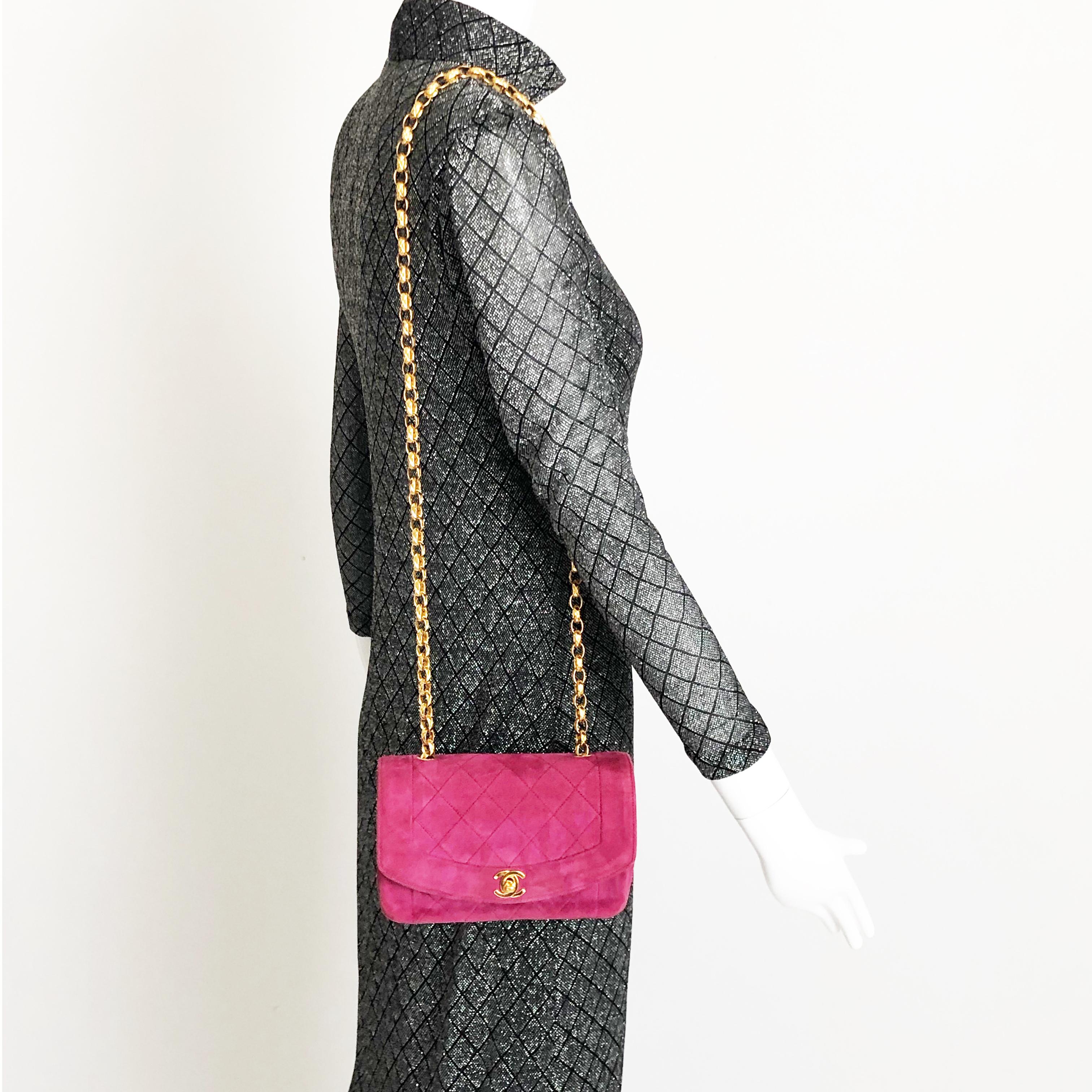 Chanel Diana Classic Flap Bag Rosa Wildleder Vintage 90s (Pink)