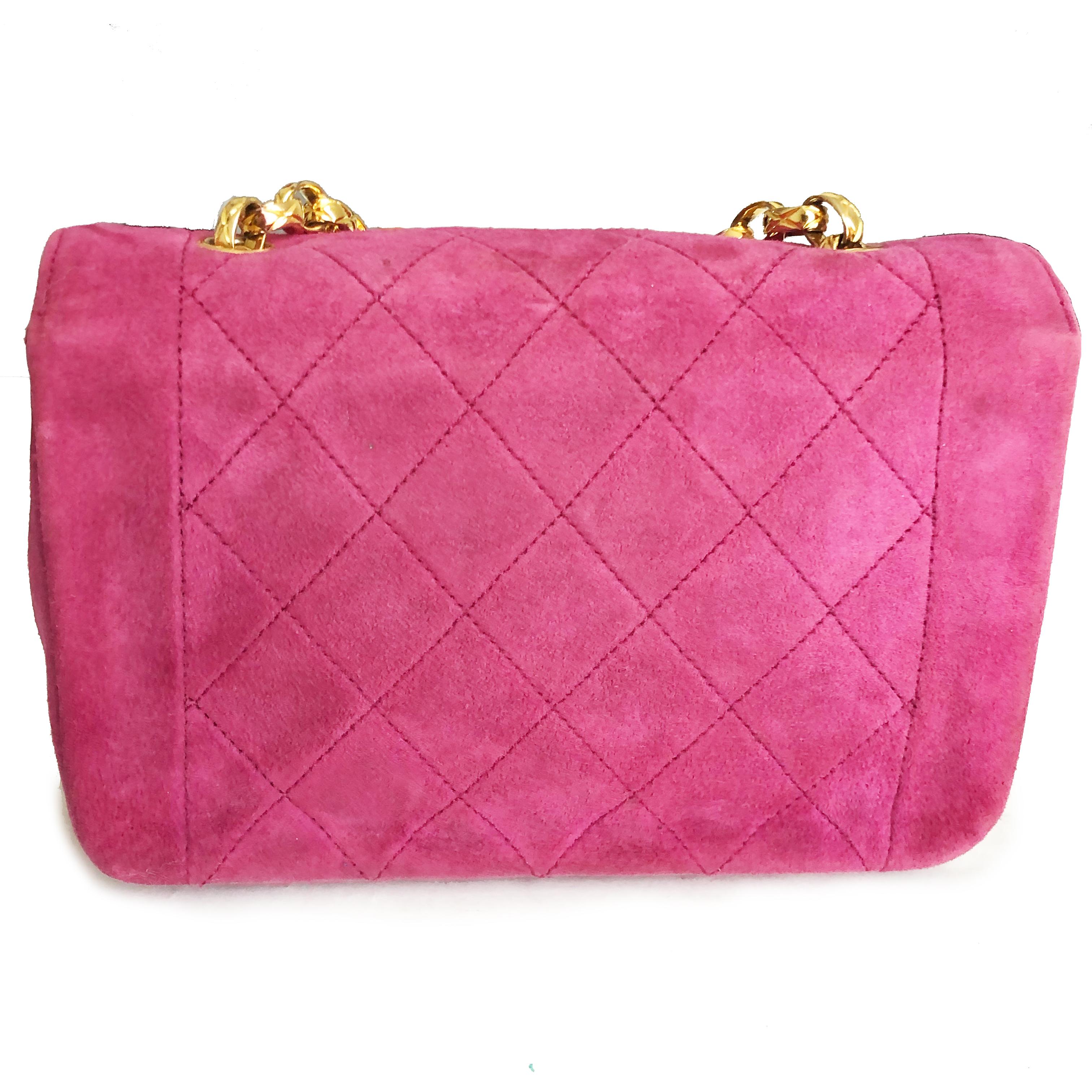 Chanel Diana Classic Flap Bag Rosa Wildleder Vintage 90s 1