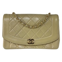 CHANEL Diana Flap Bag Beige Lambskin 1990s Collection