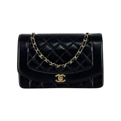CHANEL Diana Flap Bag Black Lambskin Early 1990s Collection