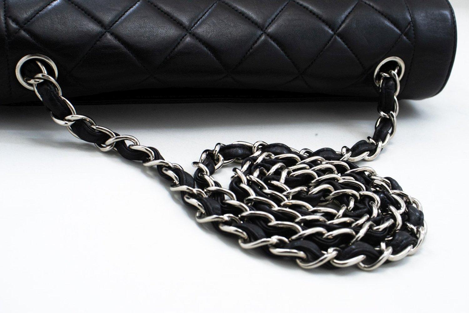 CHANEL Diana Flap Large Silver Chain Shoulder Bag Black Quilted For Sale 9