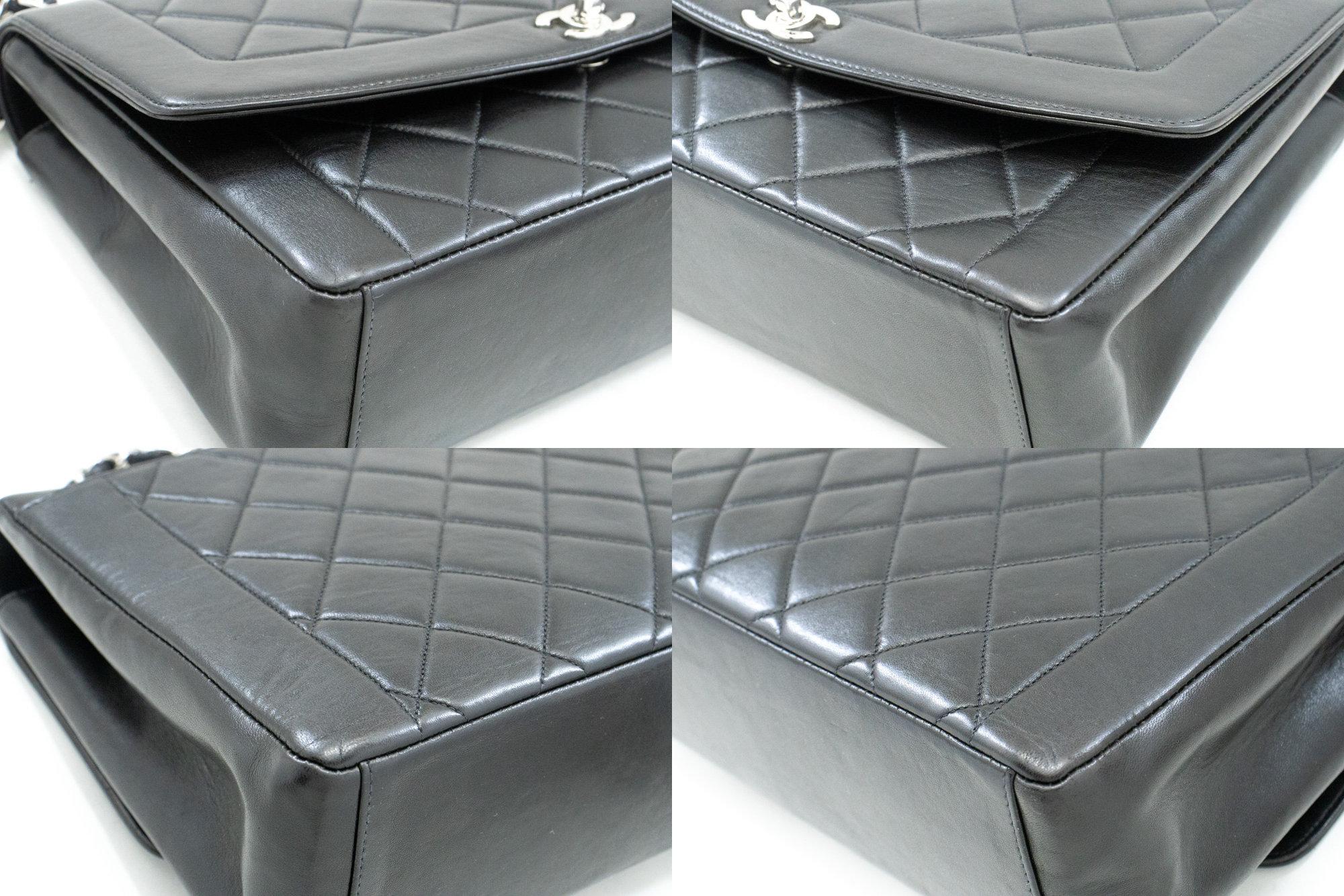 CHANEL Diana Flap Large Silver Chain Shoulder Bag Black Quilted en vente 2