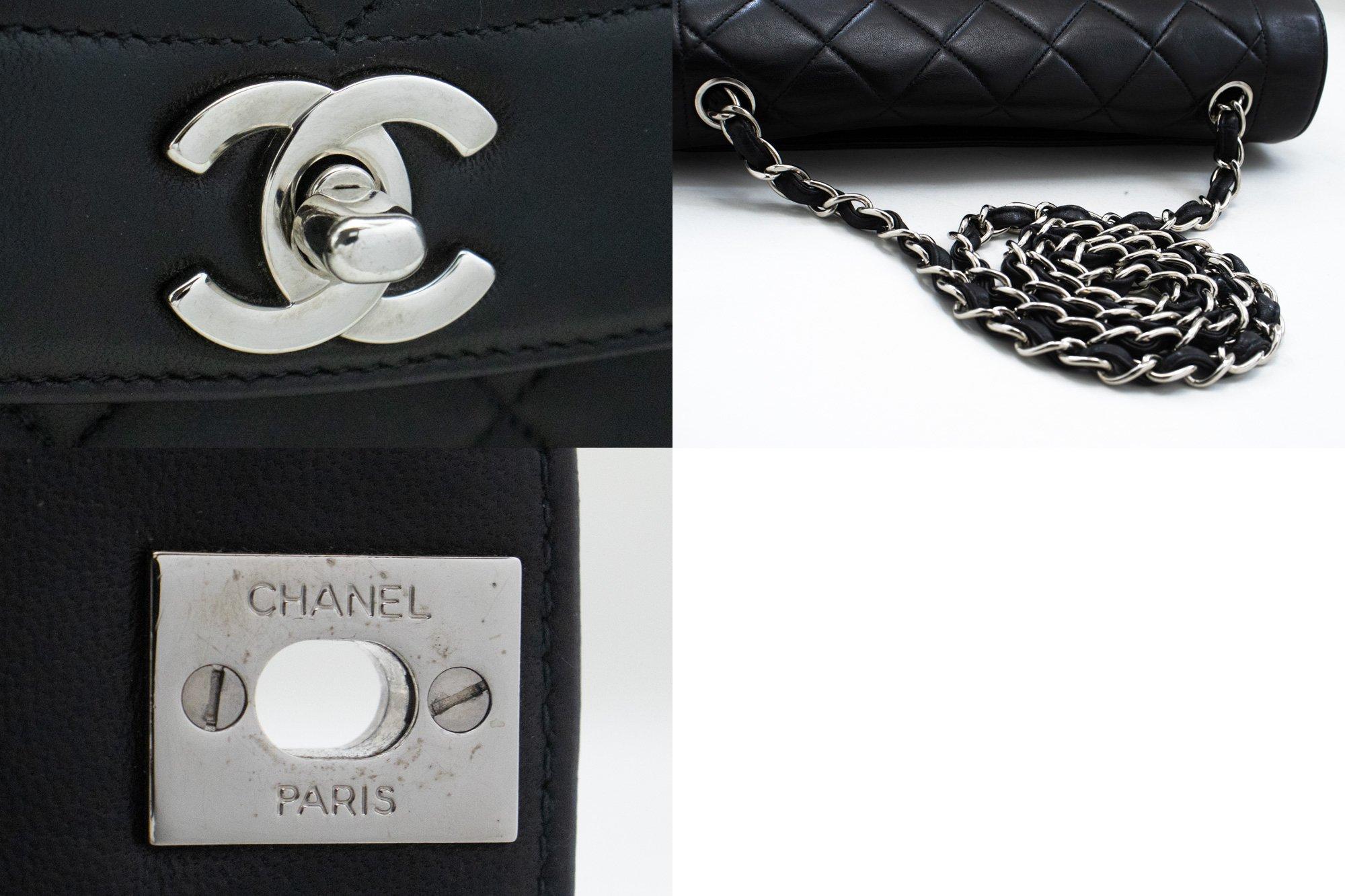 CHANEL Diana Flap Large Silver Chain Shoulder Bag Black Quilted en vente 3